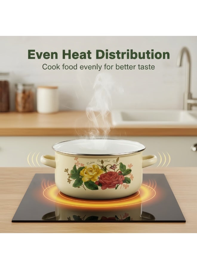 Sharpdo 5-Piece Set of Marble Enamel Thickened Straight Soup Pot with Double Ears 16/18/20/22/24CM - Image 5